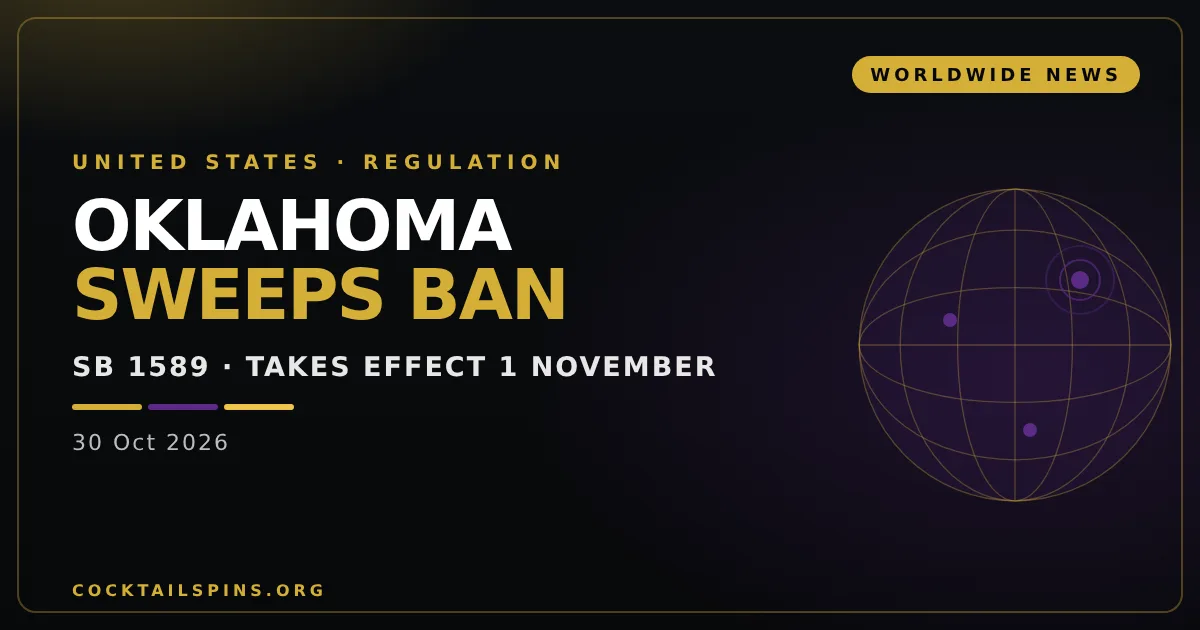 Oklahoma Sweepstakes Casino Ban Starts 1 November