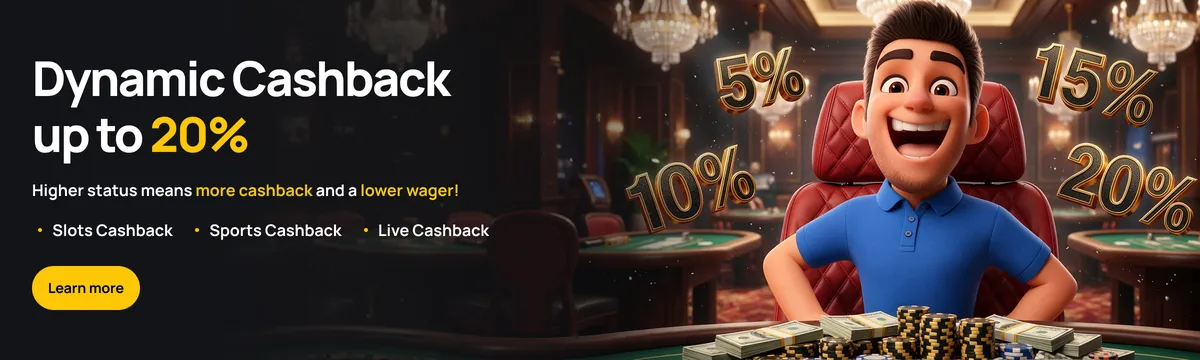 WinHugo dynamic cashback up to 20%